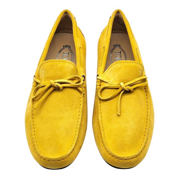 Tod's City Gommino Driving Men's Suede Loafers Yellow UK 11 US 12.5 - NWB $695 - Picture 4 of 11